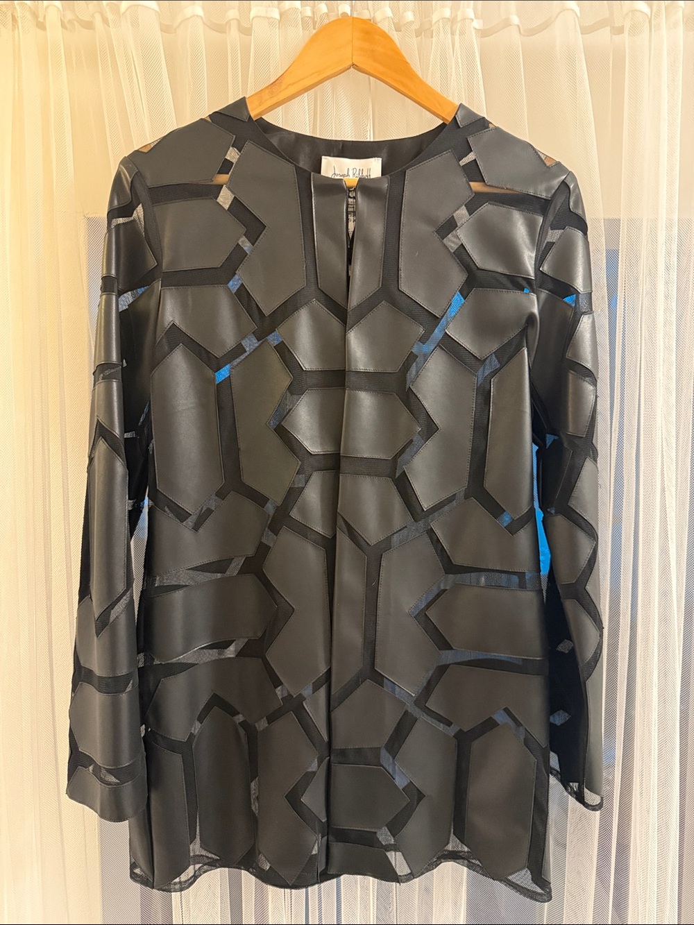 JOSEPH RIBBKOFF Black Geometric Mesh Blazer